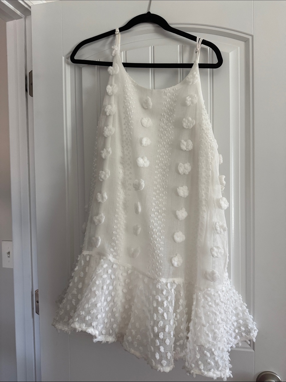 how.very.loved. White Pom-Pom Textured Sundress. NWT